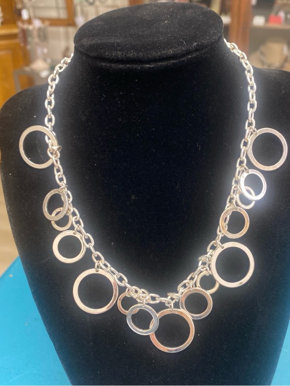 Silver Open Circle Statement Necklace - Women Jewelry